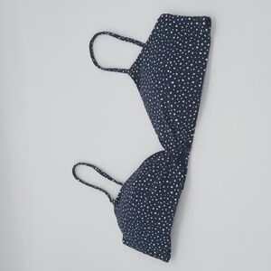 J. Crew Dot Printed Strappy Twist Bikini Top Navy Blue XXL